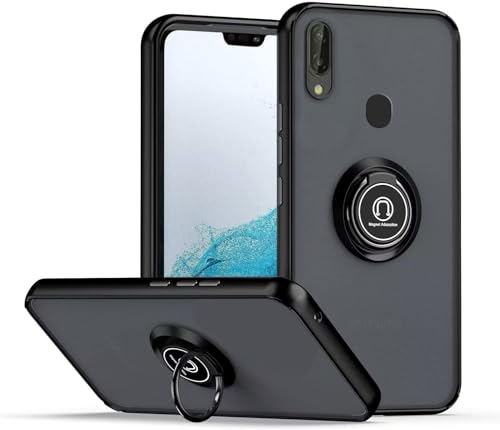 Movilear Funda Carcasa para Huawei P20 Lite 4G / Nova 3E 4G, Antigolpes con Soporte de Anillo, TPU + PC Translucido Anti- Arañazos Negro Fant