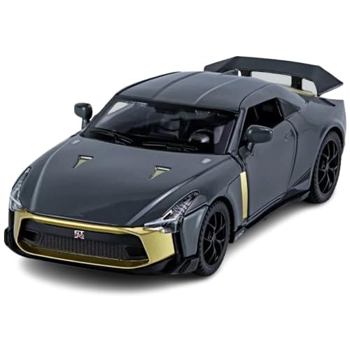Image of WORSHIPER Compatible for 1:32 Nissan GTR R50 Toy Car Model, Diecast Collectible Pull Back Model Car with Sound and Light, Toy Gift Vehicles for Adults Kids Boys Girls (1:32 Nissan GTR R50-Grey Color)