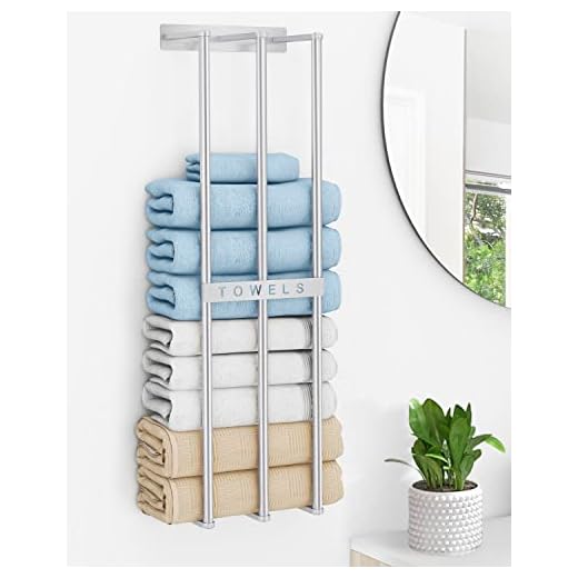 Bathroom Towel Storage Wall, Bethom Towel Rack for Bathroom Wall Mounted, Bath Towel Holder Wall Can Holds Up to 6 Large Size(63x40 inch) of Rolled Towels, Brushed Nickel