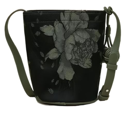 Vintage Women's Chinese Flower Style Shoulder Bag Mini Bucket Bag Crossbody Bag