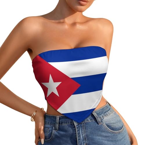 Puerto Rico Flag Women's Sexy Breast Bikini, Elastic Word Shoulders Irregular Triangular Scarf Tube Top Bottom Vest Top