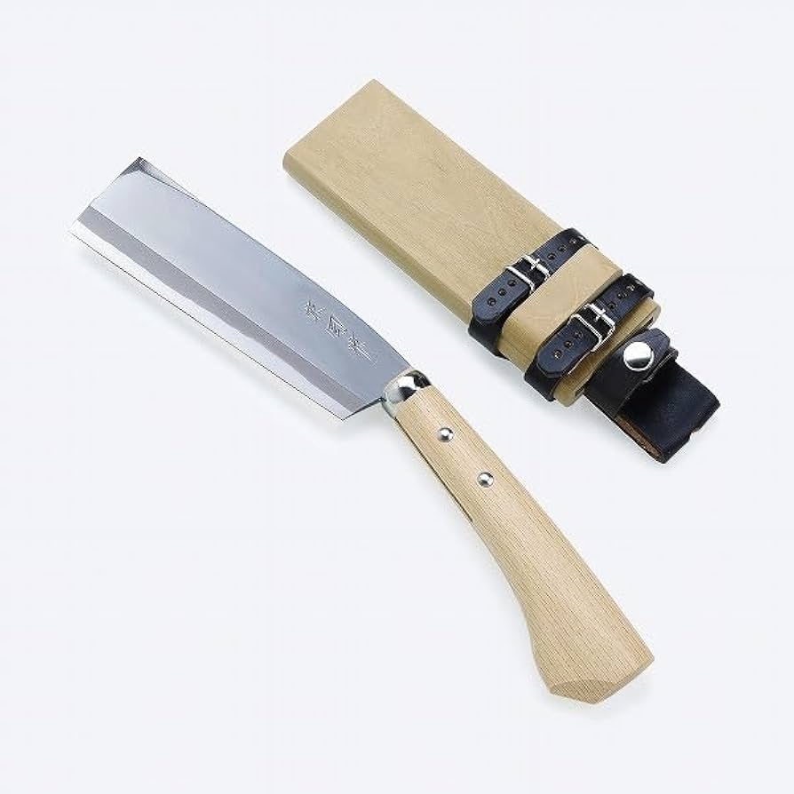 米国製ナイフ　唐草模様付 Amazon.co.jp: 東周作 極上 腰鉈 片刃165mm 並幅 左利き用 青紙