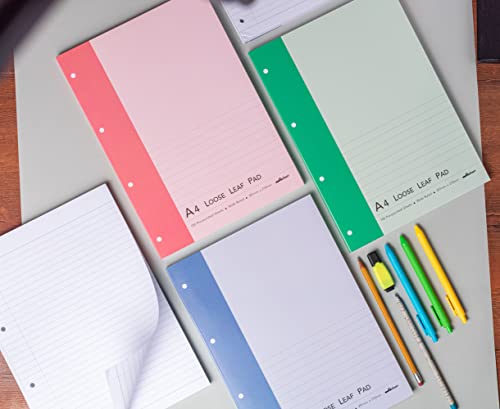 Image of Mahavir Loose Leaf Report Pad | A4 Size | Ruled | Pre Punched for Easy Filing | Tear Off Sheets | Pack of 3 (100 Sheets Each)