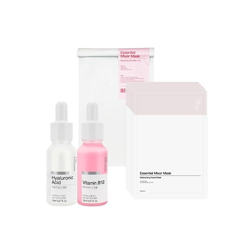 Hydra Glow Trio - The Potions Hyaluronic Acid & Vitamin B12 Ampoule & Essential Mixer Mask 5 Count | Moisturizing & Hydration Care | Korean Skin Care