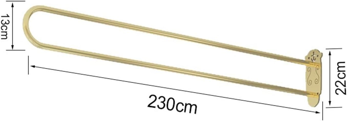 Wall Privacy Partition Curtains Rod U-Shape Room Divider, Wall Mounted Curtains U-Shaped Long Support Rod,Fitting Room Beauty Salon Clinics Area Separator Screen Metal Support Track(Gold,230cm*22cm)