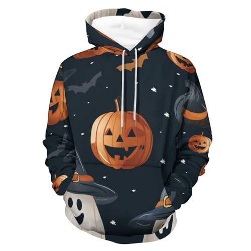 Sweat à capuche sorcière citrouille hoodie manches longues sweatshirt pullover S