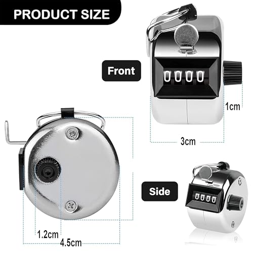 Image of GLUN Tally Counter, 4-Digit Metal Hand Finger Counter for Jaap Counter, Tasbeeh Counter, Counting, Knitting, Coaching Golf, Lap, Fishing (Pack of 1)