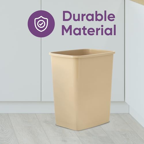 Image of Superio 4.5 Gallon Plastic Trash Can, Waste Bin for Home, Kitchen, Office, Bedroom, Bathroom- 18 Qt (2, Beige)