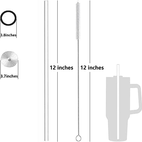 8 Pack Replacement Straws for 40 oz Stanley Adventure Travel Tumbler Cup, Reusable Clear Silicone Straws with Cleaning Brush, Compatible with Stanley 40oz 30oz 20oz 14oz Stanley Water Jug, 12inch