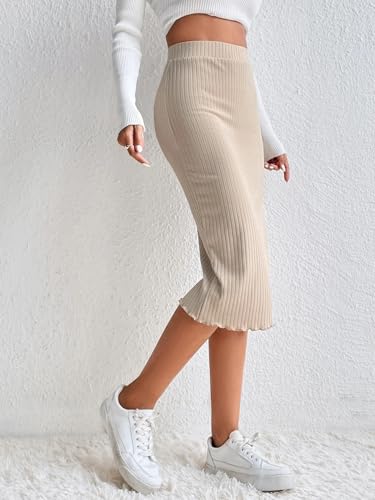 Trend Women's Summer Basic Skirt Elastic Waist Ribbed Knit Pencil Skirt For Beach3
