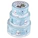 Juvale Christmas Nesting Cake Tins - 3-Set Round Nested Cookie Candy Storage Containers with Lids for Confectioneries, Holiday Decor, Light Blue and White