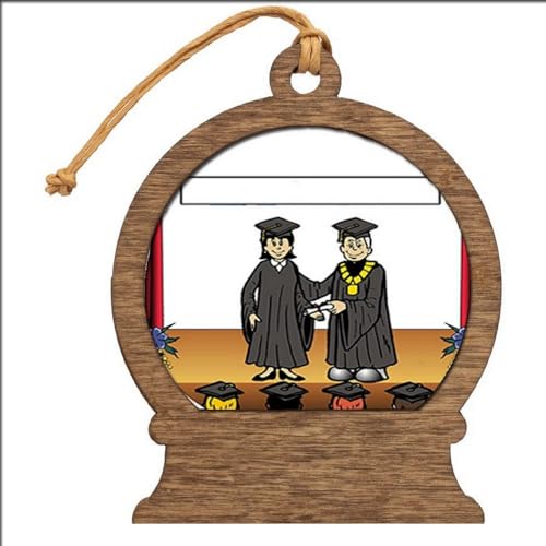 PrintedPerfection.com Personalized Graduation - Female Wooden Snow Globe Shaped Christmas Ornament