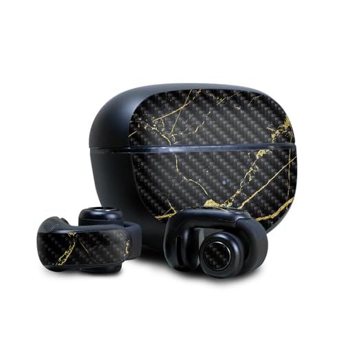 Image of Carbon Fiber Skin Compatible with Bose Ultra Open Earbuds - Black Gold Marble - Premium 3M Vinyl Protective Wrap Decal Cover - Easy to Apply | Crafted in The USA by MightySkins