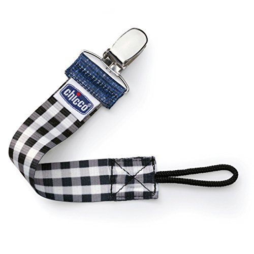 Chicco Fashion Pacifier Clip, Black Gingham