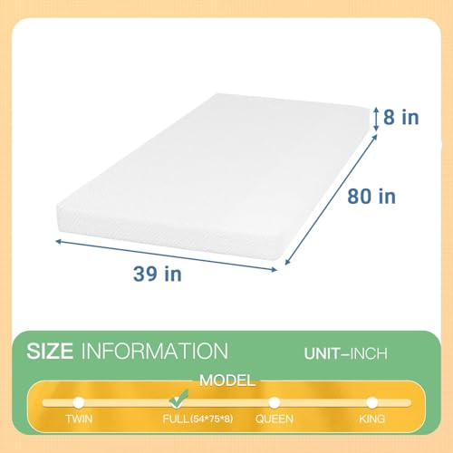 Image of PayLessHere 8 Inch Twin XL Green Tea Memory Foam Mattress Cooling Gel Infused Mattress,Medium Firm Mattresses Fiberglass Free /CertiPUR-US Certified /Bed-in-a-Box /Pressure Relieving Twin XL Size,White