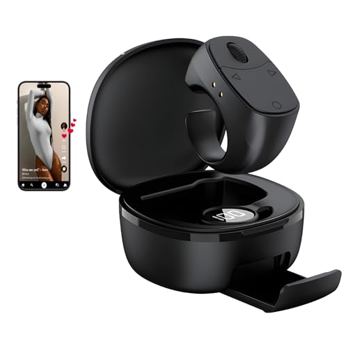 HUAJUN Tiktok Remote Control Ring Finger Scroller Wireless Finger Ring Remote Control Bluetooth Scrolling Ring Page Turner Support iOS Android and Tablets with Charging Case