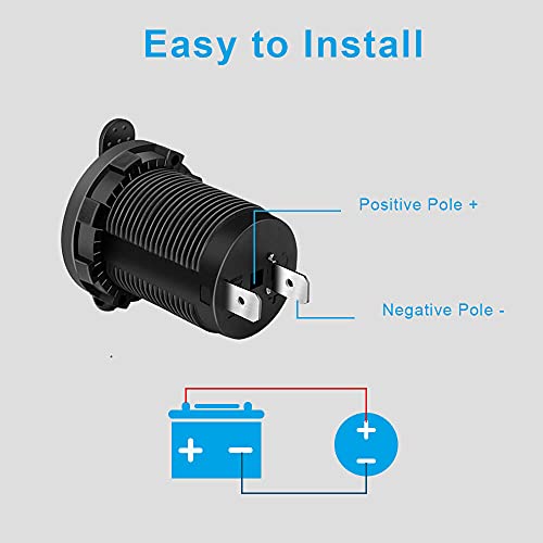 1-Pack Cigarette Lighter Socket, 12V Power Outlet Receptacle for Car Marine Motorcycle ATV RV, with Wire Fuse DIY Kit by Riseuvo