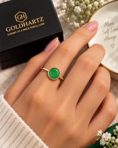 Image of 925 Sterling Silver 18K Gold Plated Birthstone 2 Ct Solitaire Natural Gemstone Ring for Women | Fine Jewelry Gift for Wife, Girlfriend, Sister, Birthday, Anniversary, Rakhi, Rakshabandhan, Valentine's
