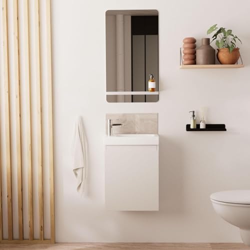 MOB-IN Lave-Mains Blanc Lisa avec Miroir