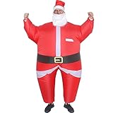 ZISUEX Santa Claus Inflatable Costume Xmas Blow Up Suit Game Fat Cosplay Fancy Dress Halloween Costume Jumpsuit Party (Santa Claus)