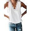 BLENCOT-Womens-V-Neck-Lace-Trim-Tank-Tops-Casual-Loose-Sleeveless-Blouse-Shirts BLENCOT Women Lace Trim Tank Tops V Neck Fashion Casual Sleeveless Blouse Vest Shirts Medium White
