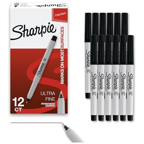 Sharpie Permanent Markers, Ultra Fine Tip Markers Set, Quick Drying And Fade Resistant Artist Marker For Wood, Plastic Paper, Metal, And More, Drawing, Coloring, And Poster Marker Black, 12 Count Cover