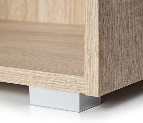 CASARIA Oak Look Cabinet Vela Bookshelf 2 Doors Compartments 77x60x30cm Modern Sideboard Bookcase Wooden Living Room Kitchen Drinks Storage Unit Organiser