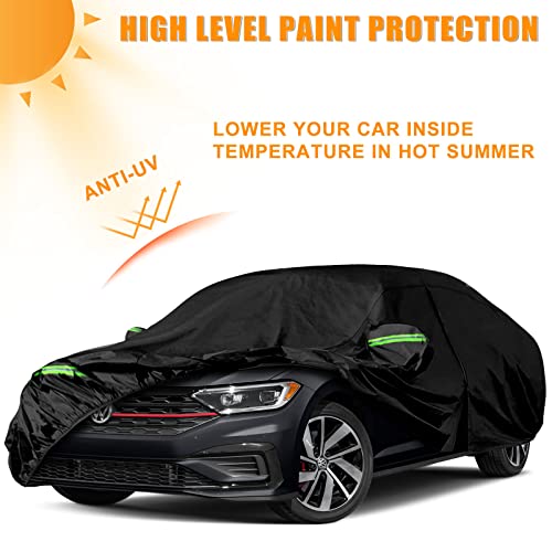 Image of Waterproof Car Covers Replace for 2010-2025 VW Jetta, 6 Layers All Weather Custom-fit Car Cover with Zipper Door & Windproof Bands for Snow Rain Dust Hail Protection (Jetta)