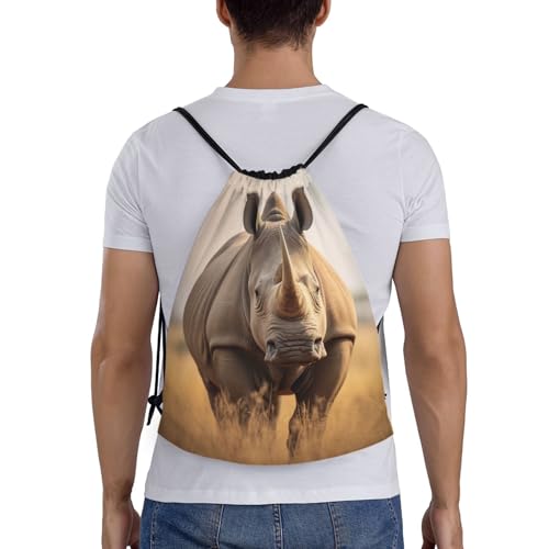 animal rhino2 print Drawstring Bag Sack Gym Bag Ditty Bag for Gym Traveling, Hiking, Yoga, Shopping for Adult2