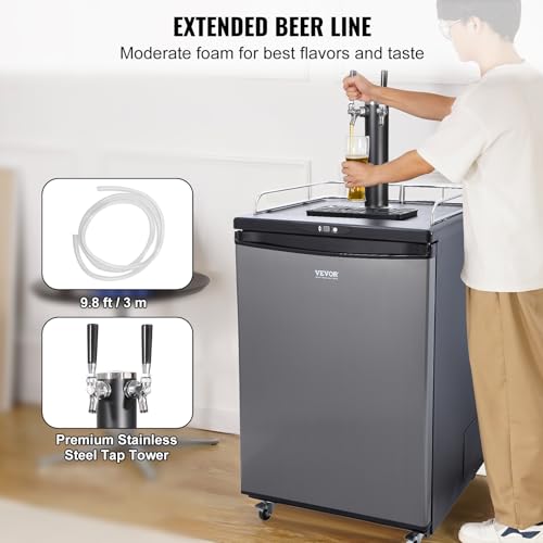 image for VEVOR Beer Kegerator, Dual Tap Commercial Draft Beer Dispenser for D s