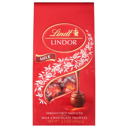 Image of Lindt LINDOR Milk Chocolate Candy Truffles, Chocolates with Smooth, Melting Truffle Center, 8.5 oz. Bag (Pack of 2)