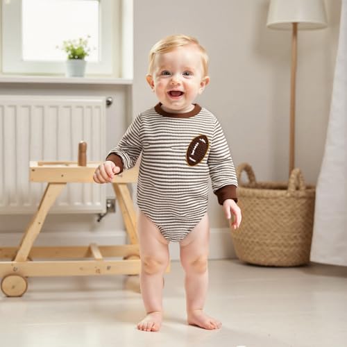 Newborn Baby Boy Football Outfit Game Day Onesie Oversized Sweatshirt Romper Long Sleeve Jumpsuit Fall Winter Clothes2