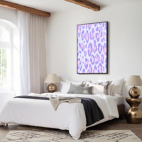 Tableau léopard violet 80x120 cm | Solution idéale pour habiller un grand mur vide