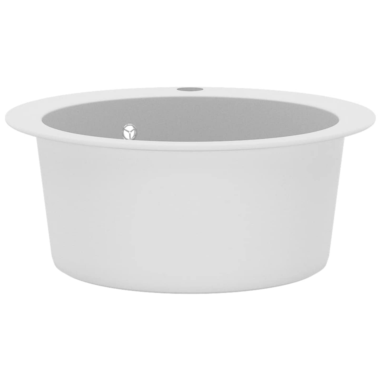 ZEYUAN Fregadero de Cocina de Granito con un Seno Redondo Blanco, Mueble Pila Lavadero, Pila Fregadero Cocina, Fregadero sobre Encimera, Fregadero Baño Encimera, Picas De Cocina