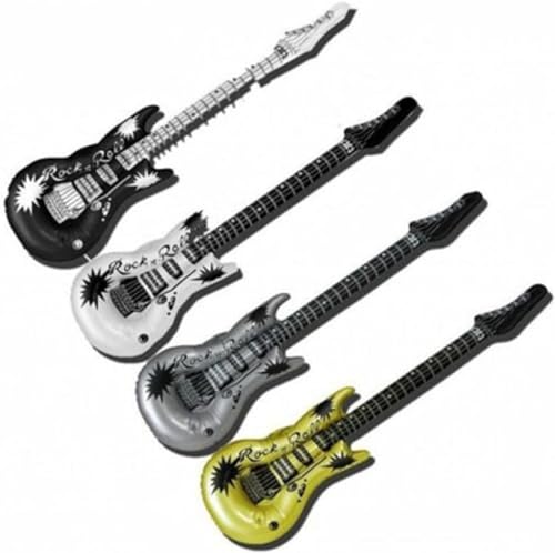 LND Gifts Inflatable Rock N Roll Guitar (4 SUPPLIED) Adults Inflatable Guitars Bundle Fancy dress Accessory Large Inflatable Electric Guitar Blow up Rock Star Toy Prop