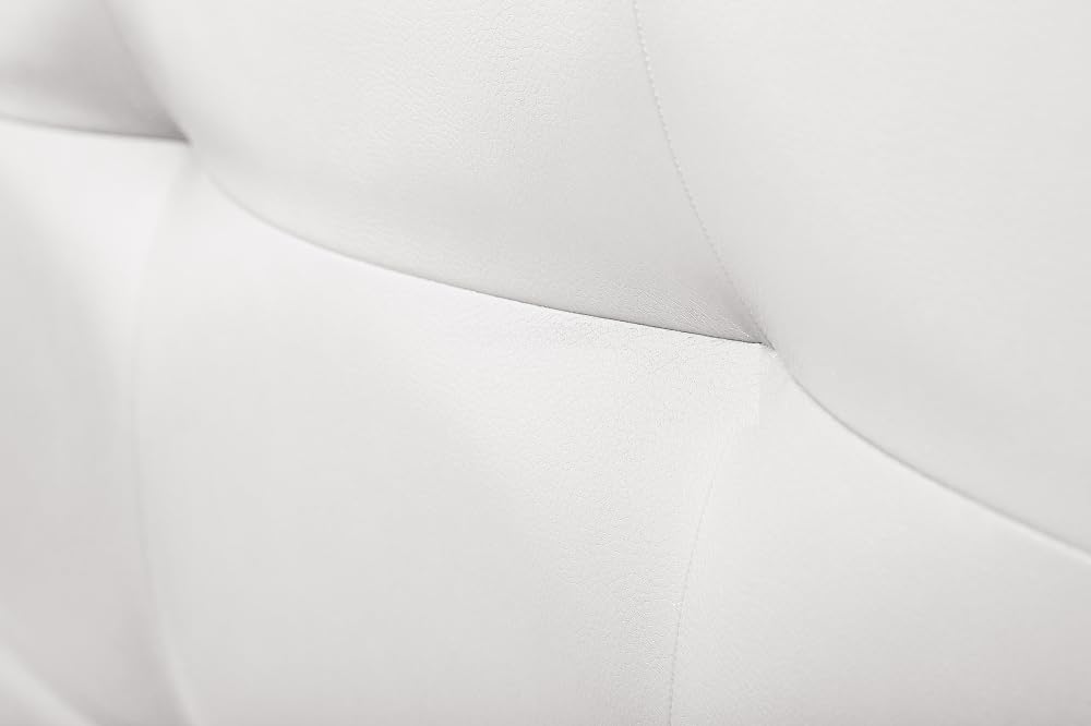 DecorQUALITY ED Cabecero Cama 135 Cabezal Acolchado Tapizado Polipiel Moderno Mod. Texas Blanco 135x70