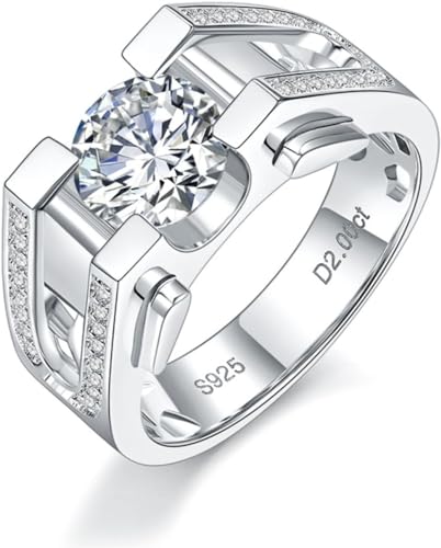 Bague fiançailles homme moissanite 2 carats argent S925