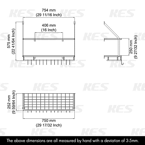Kes 30-Inch Kitchen Pot Rack - Mounted Hanging Rack For Kitchen Storage And Organization- Matte Black 2-Tier Wall Shelf For Pots And Pans With 12 Hooks - Kur215S75B-Bk #TOP3