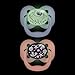 Dr. Brown's Advantage Glow-in-the-Dark Baby Pacifier, Fully Symmetrical Soother with Soft Silicone Bulb, Coral Ocean, 0-6m, BPA Free, 2 Pack