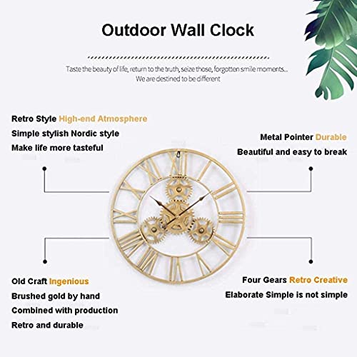 Horloge murale extérieure rétro en fer avec engrenage rotatif durable - 8
