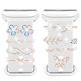 ELEGANTE BRILLANTE: Nuestros anillos decorativos remaches para correas de reloj están diseñados con diferentes estilos de diamantes de imitación brillantes, lujosamente elegantes, con un efecto decorativo llamativo único.