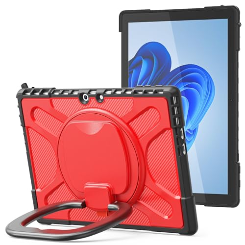 Coque Microsoft Surface Pro 11/10/9 rouge antichoc avec support rotatif et béquille