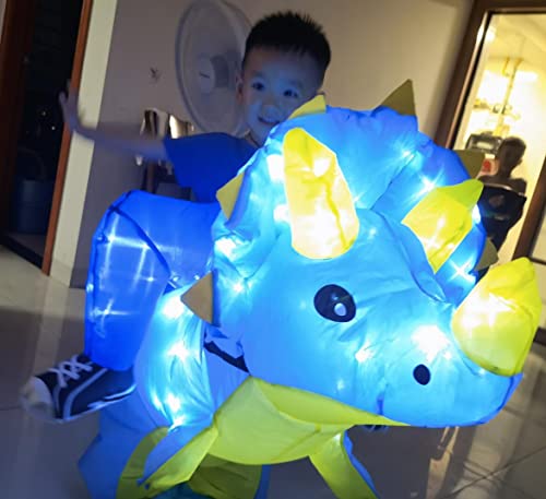 Disfraz Inflable Infantil Dinosaurio Triceratops Azul miniatura 3