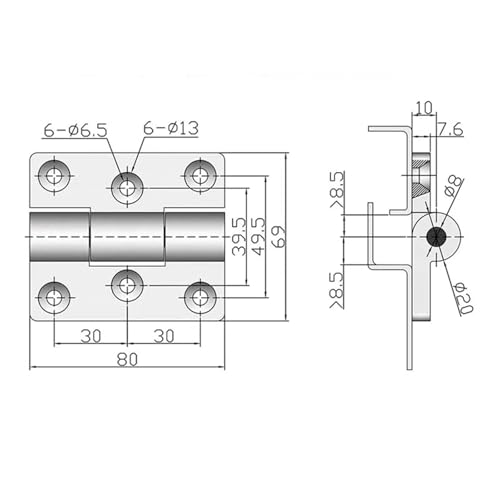 Charnière pliante inox pour aménagement de van aménagé et cuisine de studio compact