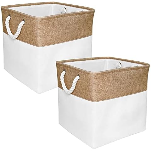 13 inch Cube Closet Organizers and Storage, Durable Storage Bins, Storage Baskets with Handles for Shelf, Closet or Cabinet Cover