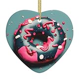 Weihnachtsbaum-Anhänger aus Keramik, 6,9 x 7,6 cm, WHJSSF Donut-Bild, einfach in Einkaufszentren und Geschäften aufzuhängen
