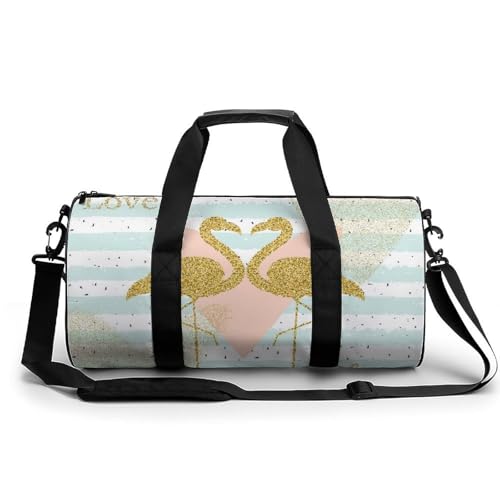 Sac de voyage flamant rose doré 45cm résistant et léger