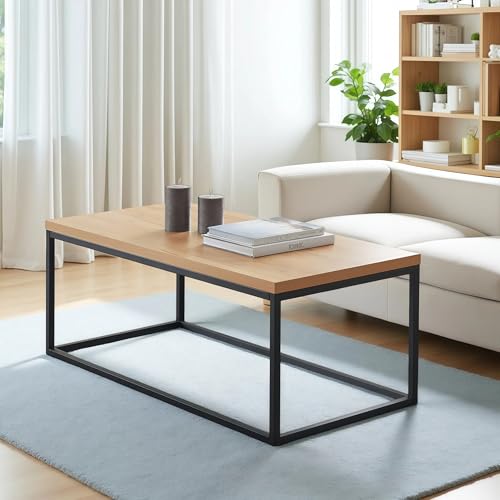 CENSI 40" Natural Oak Coffee Table for Living Room, Modern