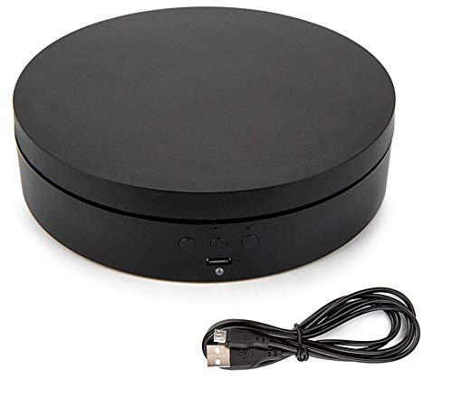 24x7 eMallRotating Display Stand, 360 Degree Electric Rotating Turntable with Felt Finish for Photography Products Display, Jewellery, Cake and Collectibles, 4 Kgs Load, 8 Inch Diameter (Black)
