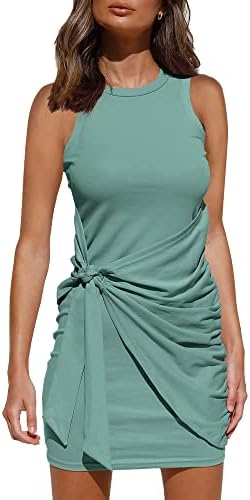 LILLUSORY Sage Green Dress for Women 2023 Easter Graduation Tennis Wrap Sleeveless Birthday Bodycon Ruched Mini Corset Club House Dresses Light Green
